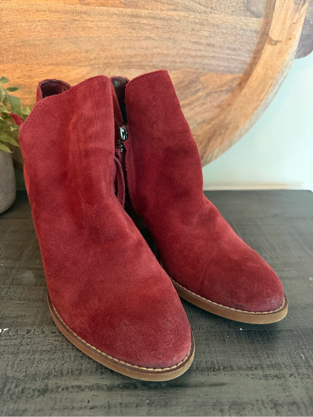 Sam Edelman Red Suede Ankle Booties